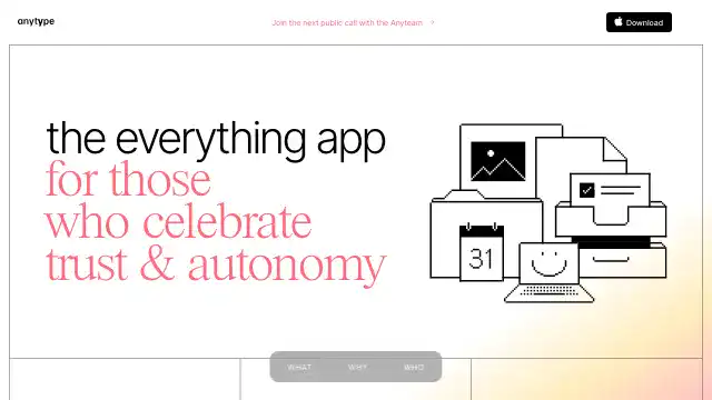 Screenshot of https://anytype.io/