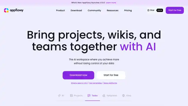 Screenshot of https://appflowy.io/