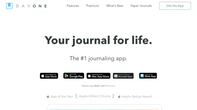 Screenshot of https://dayoneapp.com/