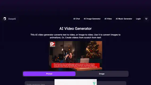 Screenshot of https://deepai.org/video
