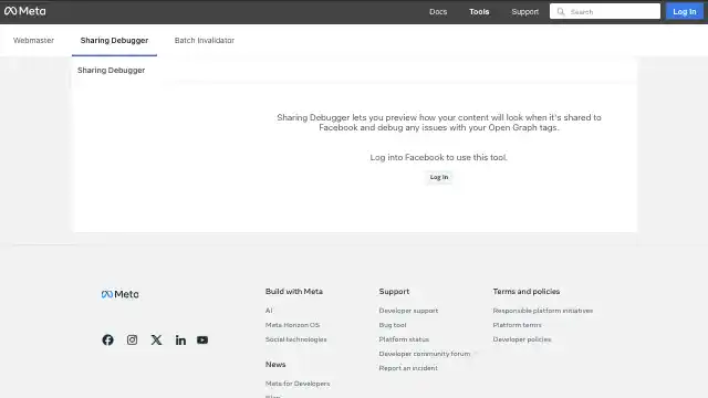 Screenshot of https://developers.facebook.com/tools/debug/