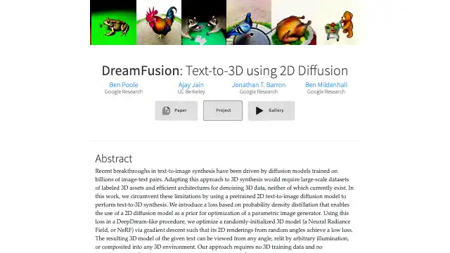 Screenshot of https://dreamfusion3d.github.io/