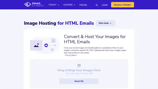 Screenshot of https://emailacademy.com/email-image-hosting