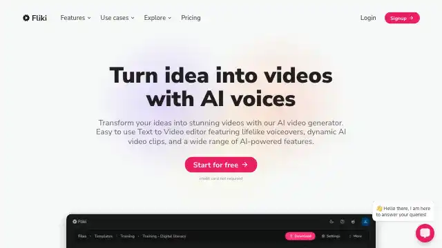 Screenshot of https://fliki.ai/