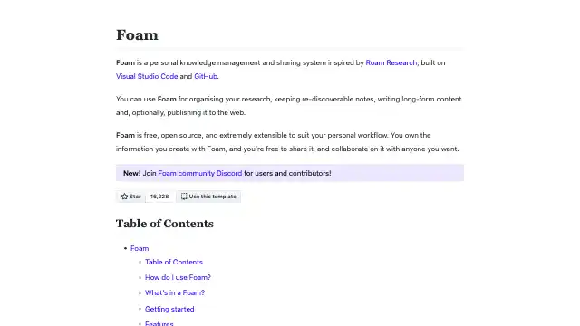 Screenshot of https://foambubble.github.io/foam/