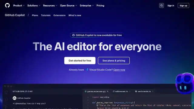 Screenshot of https://github.com/features/copilot