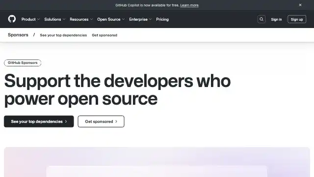 Screenshot of https://github.com/sponsors