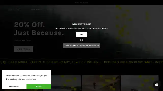 Screenshot of https://huntbikewheels.com/