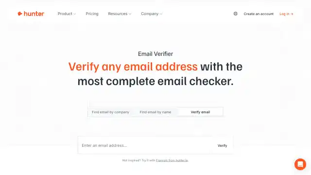 Screenshot of https://hunter.io/email-verifier