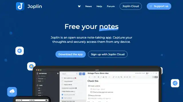 Screenshot of https://joplinapp.org/