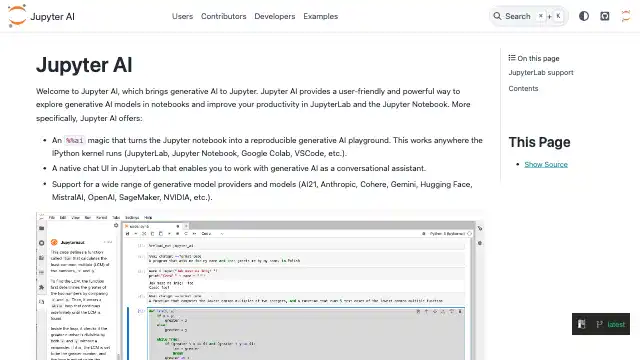 Screenshot of https://jupyter-ai.readthedocs.io/