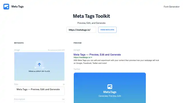 Screenshot of https://metatags.io/