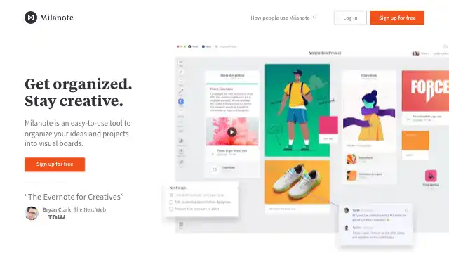 Screenshot of https://milanote.com/