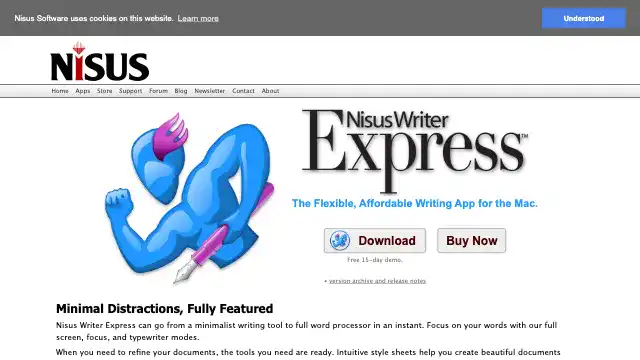 Screenshot of https://nisus.com/Express/