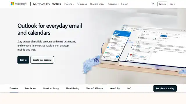 Screenshot of https://outlook.com