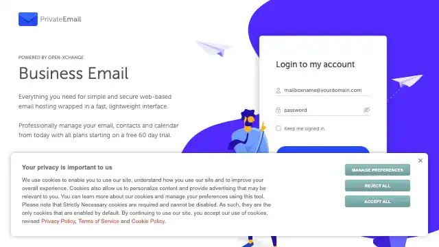 Screenshot of https://privateemail.com/