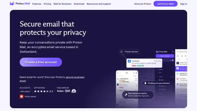 Screenshot of https://proton.me/mail