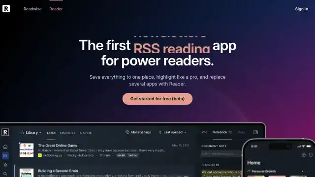 Screenshot of https://readwise.io/read