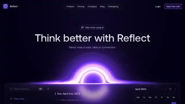 Screenshot of https://reflect.app/