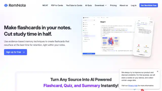 Screenshot of https://remnote.com/