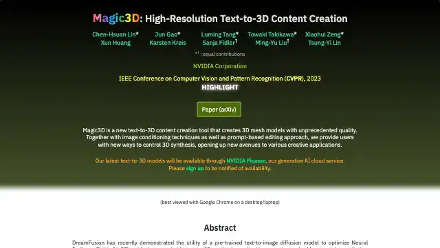 Screenshot of https://research.nvidia.com/labs/dir/magic3d/