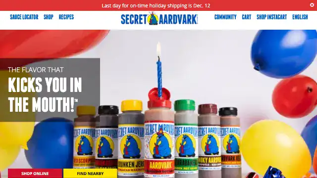 Screenshot of https://secretaardvark.com/