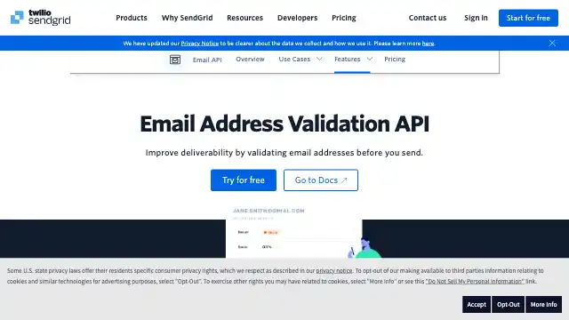 Screenshot of https://sendgrid.com/solutions/email-validation-api/