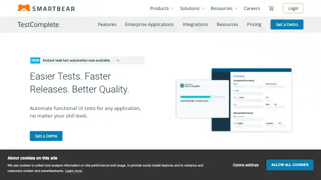 Screenshot of https://smartbear.com/product/testcomplete/