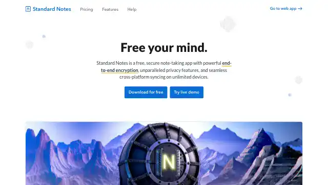 Screenshot of https://standardnotes.com/