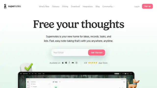 Screenshot of https://supernotes.app/
