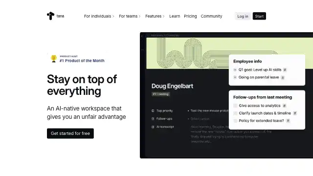 Screenshot of https://tana.inc/