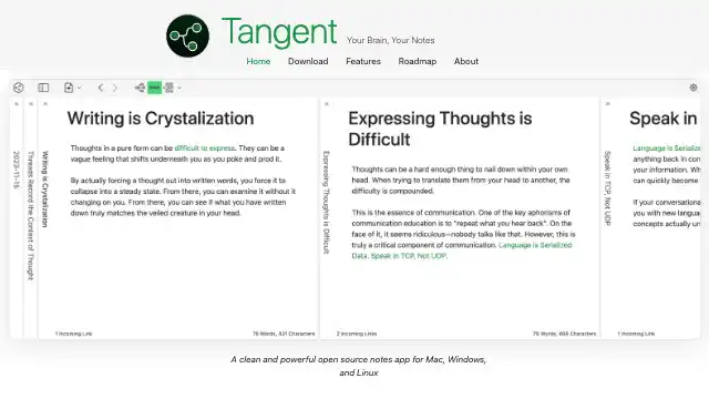 Screenshot of https://tangentnotes.com/