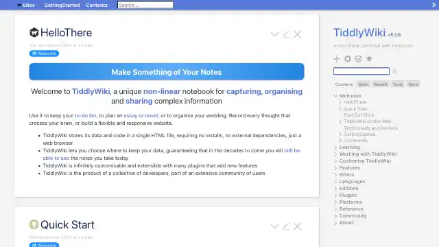 Screenshot of https://tiddlywiki.com/