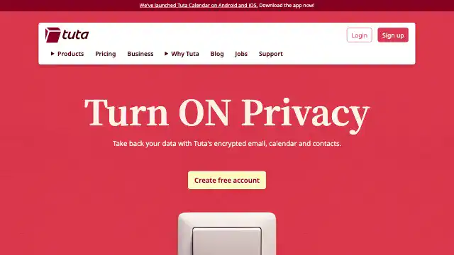 Screenshot of https://tutanota.com