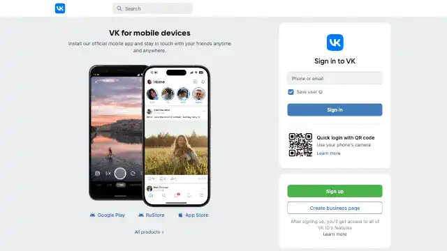 Screenshot of https://vk.com/