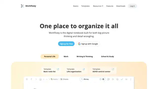 Screenshot of https://workflowy.com/