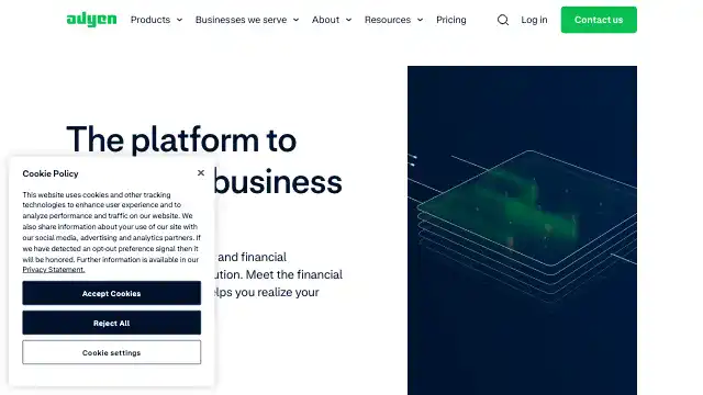 Screenshot of https://www.adyen.com/