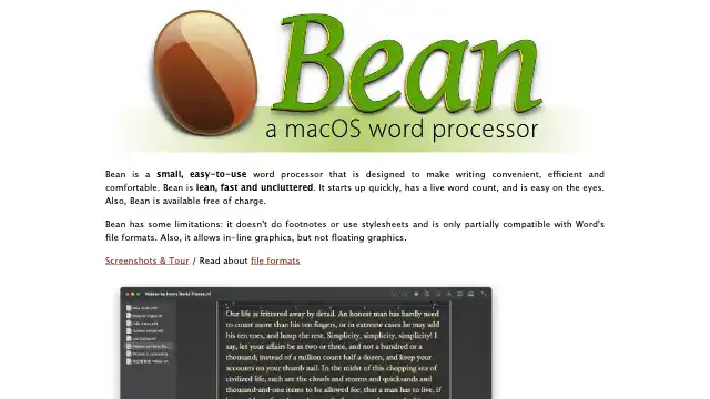 Screenshot of http://www.bean-osx.com/