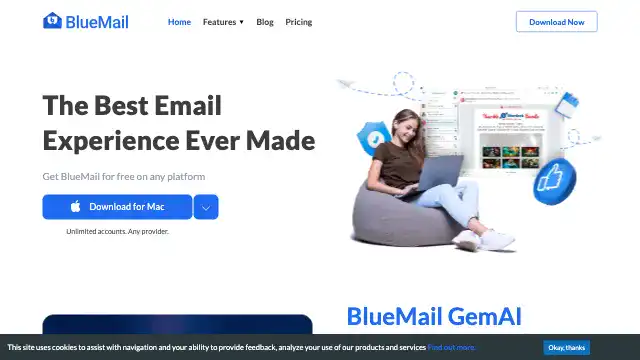 Screenshot of https://www.bluemail.me