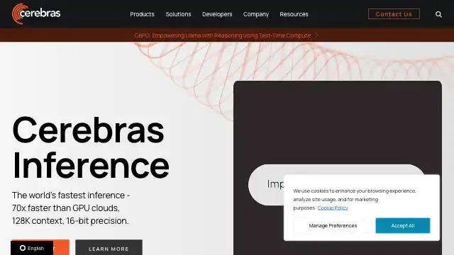 Screenshot of https://www.cerebras.net/