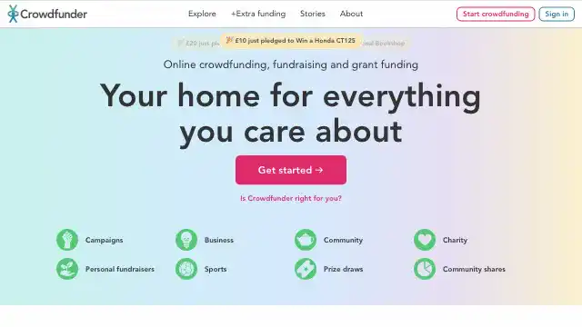 Screenshot of https://www.crowdfunder.com/