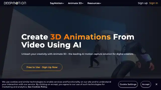 Screenshot of https://www.deepmotion.com/animate-3d