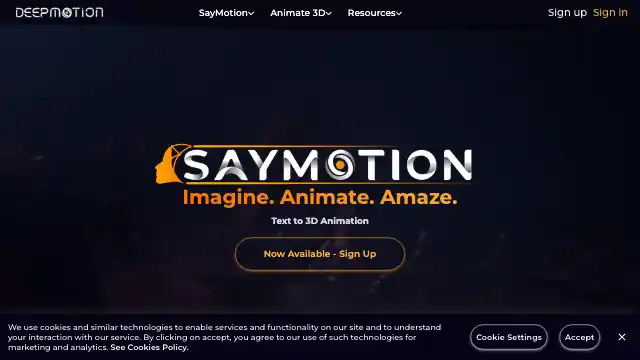 Screenshot of https://www.deepmotion.com/saymotion