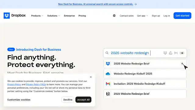 Screenshot of https://www.dropbox.com