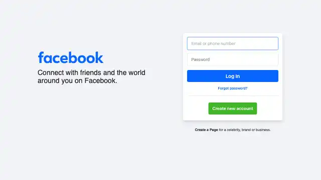 Screenshot of https://www.facebook.com/