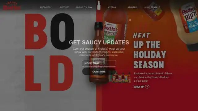 Screenshot of https://www.franksredhot.com/