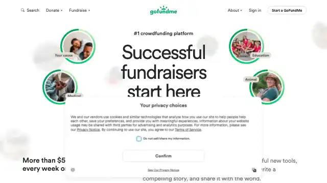 Screenshot of https://www.gofundme.com/