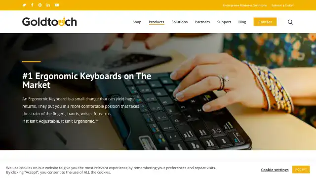 Screenshot of https://www.goldtouch.com/ergonomic-keyboards/