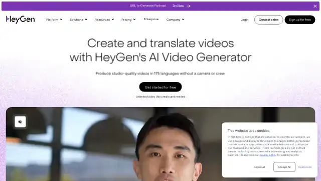 Screenshot of https://www.heygen.com/