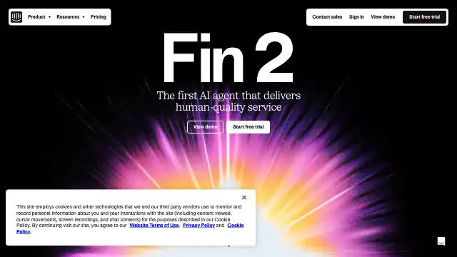 Screenshot of https://www.intercom.com/fin